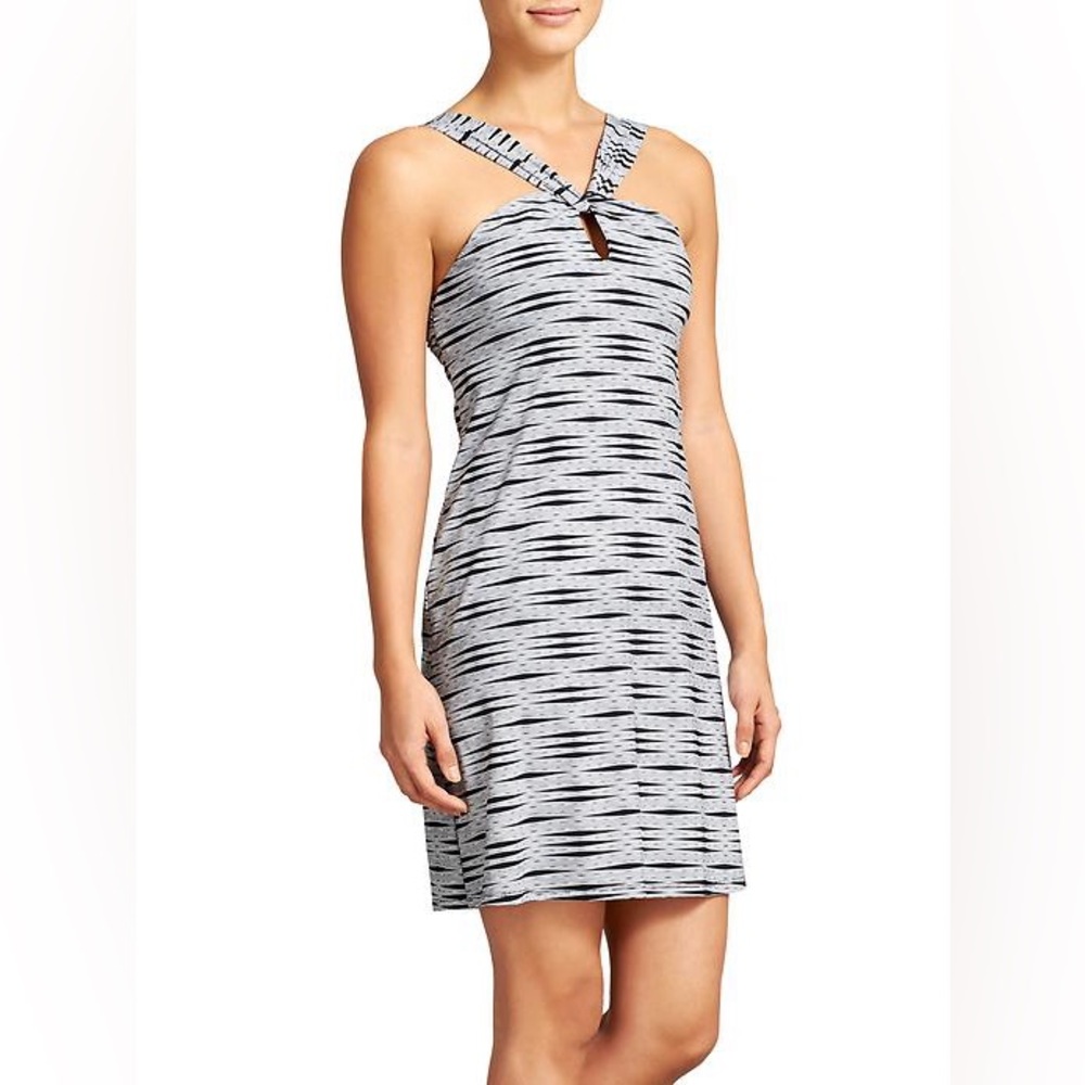 Athleta printed Kiki swim dress black & white womens size small shelf bra padded
